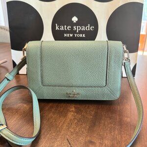 Kate Spade Lena Mini Flap Pebbled Leather Crossbody Purse Romaine - Retail $299
